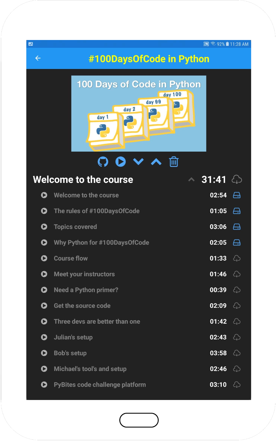 Talk Python Training Course app screenshot