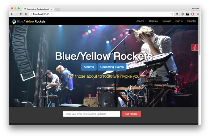 What we will build: Blue Yellow Rockets webapp
